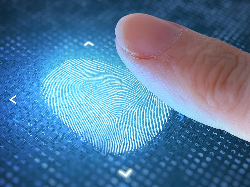 Electronic verification using fingerpring