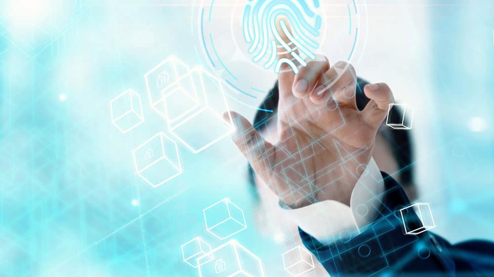 Man verifying unknown object using fingerprint